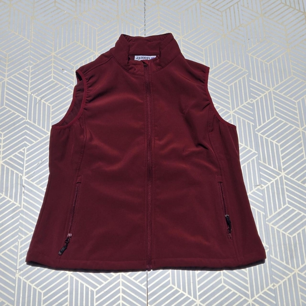Women's Fleece-Lined Lightweight Softshell Running Vest Burgundy Gorpcore